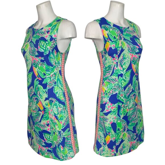 Lilly Pulitzer Mila Shift Dress S Beckon Blue Wake Up Call - Picture 3 of 12